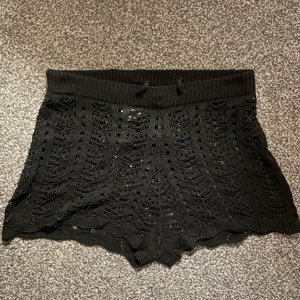 SHEIN Black High Waist Crochet Shorts